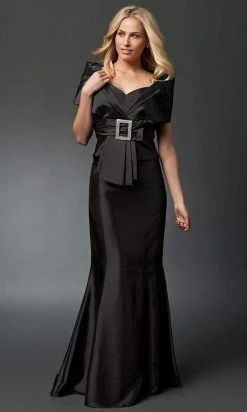 Alexander By Daymor - 1033 Faux Wrap Taffeta Trumpet Gown