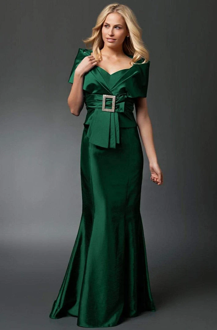 Alexander By Daymor - 1033 Taffeta Trumpet Gown With Faux Wrap Jacket 6 Alexander By Daymor - 1033 Taffeta Trumpet Gown With Faux Wrap Jacket