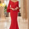 Alexander By Daymor - 1053 Bateau Circular Flounce Sleeves Mermaid Gown
