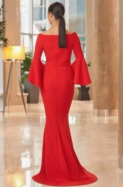 Alexander By Daymor - 1053 Bateau Circular Flounce Sleeves Mermaid Gown