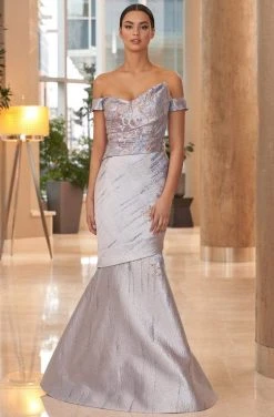 Alexander By Daymor - 1054B Detachable Skirt Floral Print Trumpet Gown