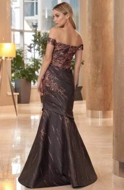 Alexander By Daymor - 1054B Detachable Skirt Floral Print Trumpet Gown