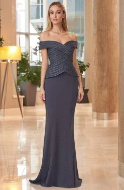 Alexander By Daymor - 1062 Embellished Bodice Off-Shoulder Trumpet Gown