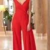 Alexander By Daymor - 1063 Deep V-Neckline Long Jumpsuit 2 Alexander By Daymor - 1063 Deep V-Neckline Long Jumpsuit