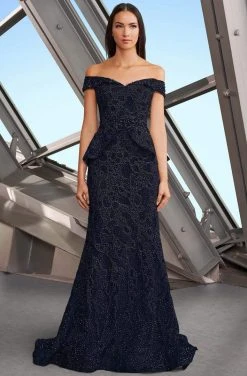 Alexander By Daymor - 1168 Embroidered Off-Shoulder Trumpet Dress