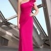 Alexander By Daymor - 1174 Asymmetric Ruffled One Shoulder Long Sheath Gown