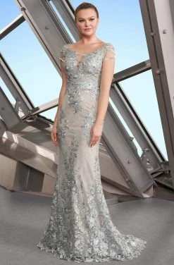 Alexander By Daymor - 1189 Short Sleeve Illusion Floral Lace Gown 7 Alexander By Daymor - 1189 Short Sleeve Illusion Floral Lace Gown