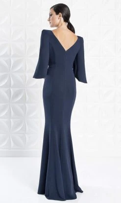 Alexander By Daymor - 1259 Split Caped Sleeve Mermaid Evening Gown