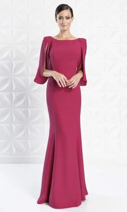 Alexander By Daymor - 1259 Split Caped Sleeve Mermaid Evening Gown 13 Alexander By Daymor - 1259 Split Caped Sleeve Mermaid Evening Gown