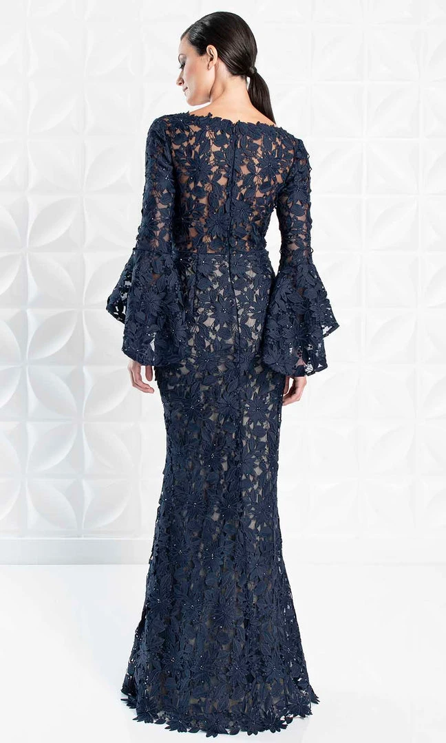 Alexander By Daymor - 1276 Circular Flounce V-Neck Floral Lace Gown 4 Alexander By Daymor - 1276 Circular Flounce V-Neck Floral Lace Gown