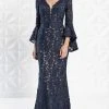 Alexander By Daymor - 1276 Circular Flounce V-Neck Floral Lace Gown 2 Alexander By Daymor - 1276 Circular Flounce V-Neck Floral Lace Gown