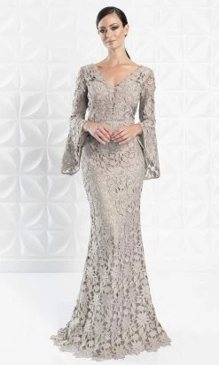 Alexander By Daymor - 1276 Circular Flounce V-Neck Floral Lace Gown 9 Alexander By Daymor - 1276 Circular Flounce V-Neck Floral Lace Gown