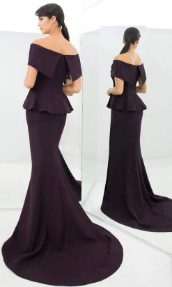 Alexander By Daymor - 1368 Off Shoulder Peplum Long Dress