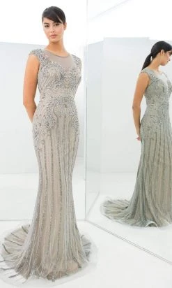 Alexander By Daymor - 1370 Illusion Bugle Beaded Long Dress