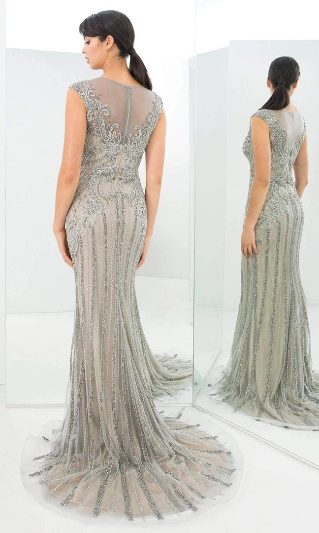 Alexander By Daymor - 1370 Illusion Bugle Beaded Long Dress 4 Alexander By Daymor - 1370 Illusion Bugle Beaded Long Dress