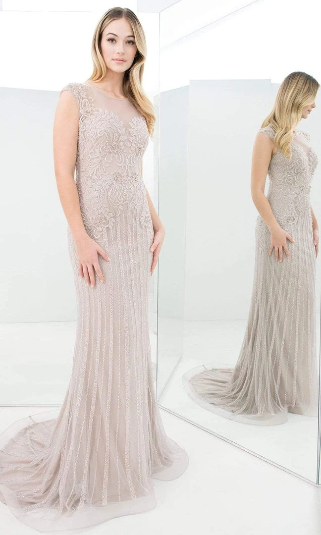 Alexander By Daymor - 1370 Illusion Bugle Beaded Long Dress 6 Alexander By Daymor - 1370 Illusion Bugle Beaded Long Dress