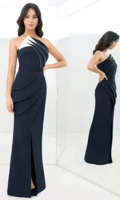 Alexander By Daymor - 1381 Strapless Pleated Sheath Dress With Slit 12 Alexander By Daymor - 1381 Strapless Pleated Sheath Dress With Slit