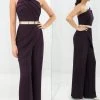 Alexander By Daymor - 1382 Strapless Asymmetric Neck Jumpsuit