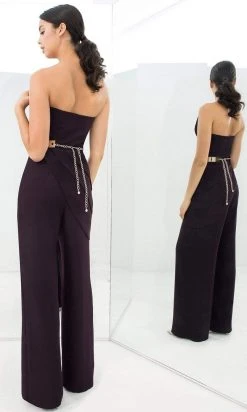 Alexander By Daymor - 1382 Strapless Asymmetric Neck Jumpsuit