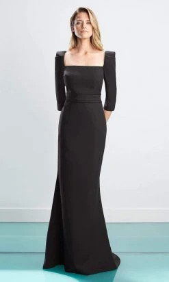 Alexander By Daymor - 1457 Quarter Sleeves Square Neck Sheath Dress