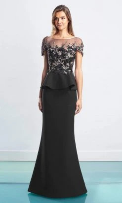Alexander By Daymor - 1459 Embroidered Peplum Long Gown