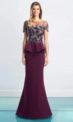 Alexander By Daymor - 1459 Embroidered Peplum Long Gown