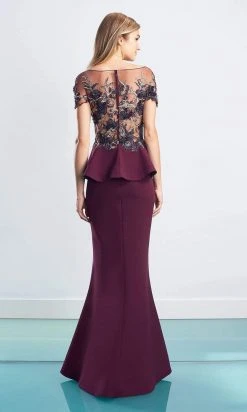 Alexander By Daymor - 1459 Embroidered Peplum Long Gown