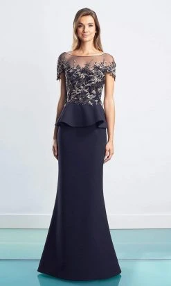 Alexander By Daymor - 1459 Embroidered Peplum Long Gown