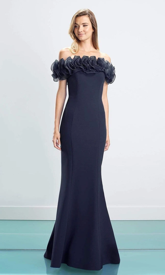 Alexander By Daymor - 1461 Ruffled Off Shoulder Long Gown 8 Alexander By Daymor - 1461 Ruffled Off Shoulder Long Gown