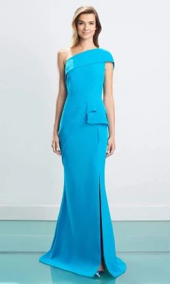 Alexander By Daymor - 1463 Asymmetric Ruffled Waist Sheath Dress
