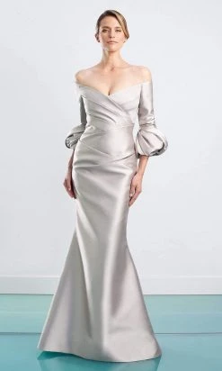 Alexander By Daymor - 1465 Off Shoulder Faux Wrap Trumpet Gown 13 Alexander By Daymor - 1465 Off Shoulder Faux Wrap Trumpet Gown