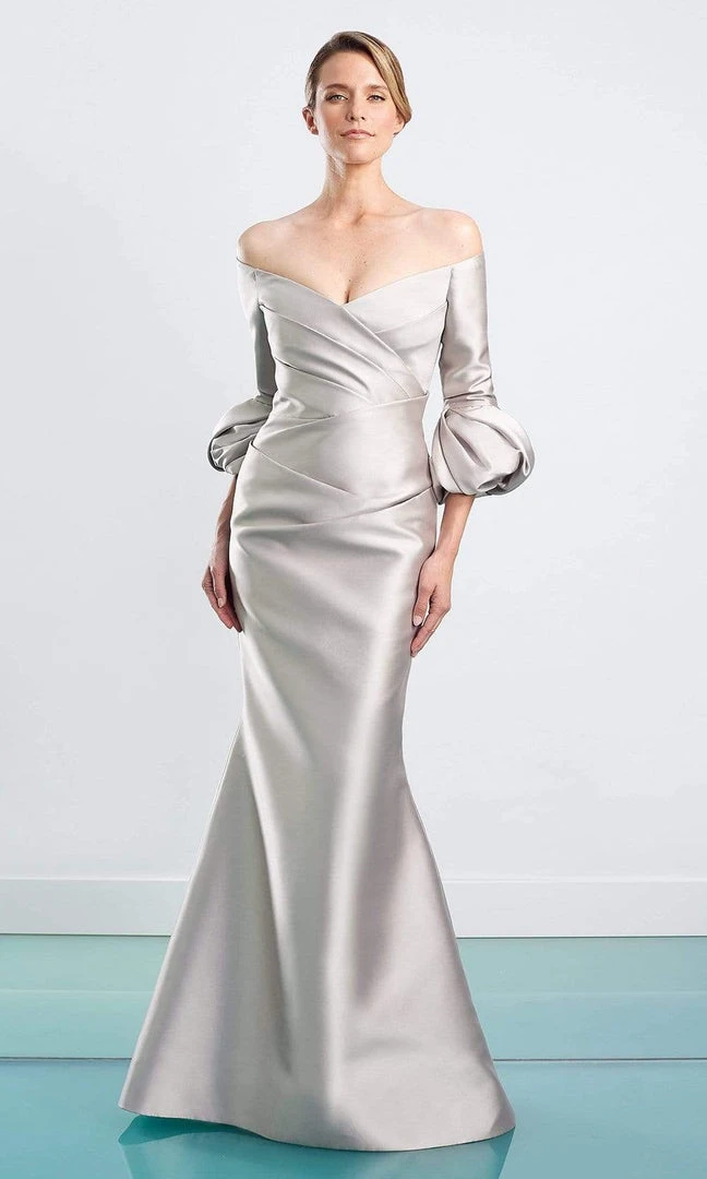 Alexander By Daymor - 1465 Off Shoulder Faux Wrap Trumpet Gown 7 Alexander By Daymor - 1465 Off Shoulder Faux Wrap Trumpet Gown
