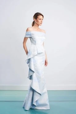 Alexander By Daymor - 1467 Off Shoulder Glittered Floral Gown