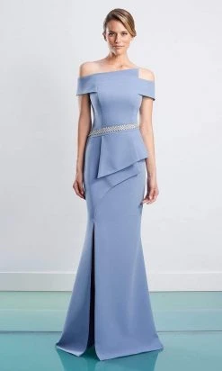 Alexander By Daymor - 1470 Off Shoulder Peplum Trumpet Gown