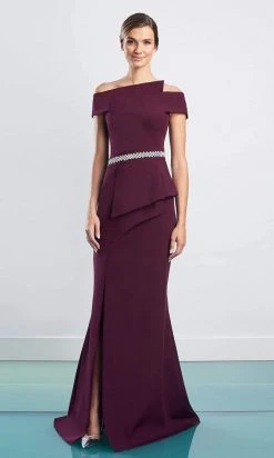 Alexander By Daymor - 1470 Off Shoulder Peplum Trumpet Gown