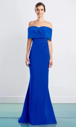 Alexander By Daymor - 1471 Off Shoulder Buttons Back Sheath Dress