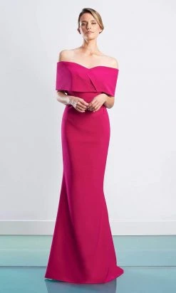 Alexander By Daymor - 1471 Off Shoulder Buttons Back Sheath Dress 11 Alexander By Daymor - 1471 Off Shoulder Buttons Back Sheath Dress