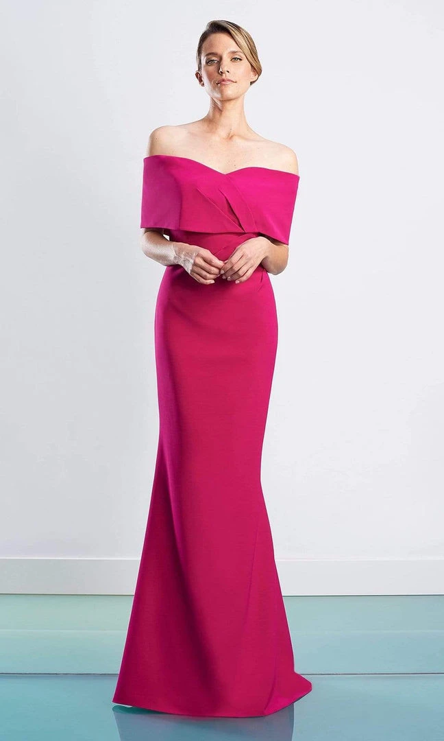 Alexander By Daymor - 1471 Off Shoulder Buttons Back Sheath Dress 5 Alexander By Daymor - 1471 Off Shoulder Buttons Back Sheath Dress