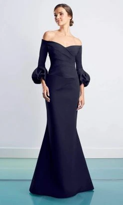 Alexander By Daymor - 1478 Quarter Sleeves Pleated Trumpet Dress 15 Alexander By Daymor - 1478 Quarter Sleeves Pleated Trumpet Dress