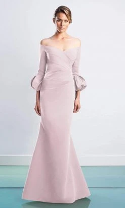 Alexander By Daymor - 1478 Quarter Sleeves Pleated Trumpet Dress 16 Alexander By Daymor - 1478 Quarter Sleeves Pleated Trumpet Dress