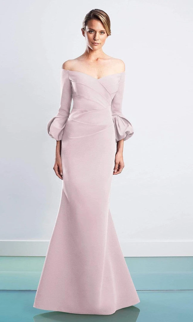 Alexander By Daymor - 1478 Quarter Sleeves Pleated Trumpet Dress 9 Alexander By Daymor - 1478 Quarter Sleeves Pleated Trumpet Dress