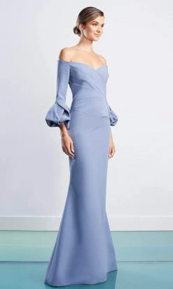 Alexander By Daymor - 1478 Quarter Sleeves Pleated Trumpet Dress 13 Alexander By Daymor - 1478 Quarter Sleeves Pleated Trumpet Dress