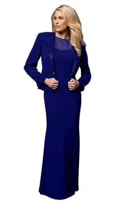 Alexander By Daymor - 2105 Beaded Illusion Neckline Sheath Gown With Jacket