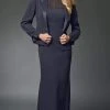 Alexander By Daymor - 2105 Classy Sheer Beaded Yoke Sheath Gown With Jacket