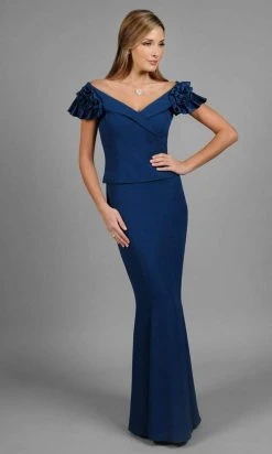 Alexander By Daymor - 306 Ruffled Cap Sleeved Evening Gown