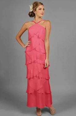 Alexander By Daymor - 3451 Beaded Halter Tiered Sheath Evening Dress