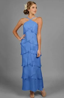 Alexander By Daymor - 3451 Beaded Halter Tiered Sheath Evening Dress