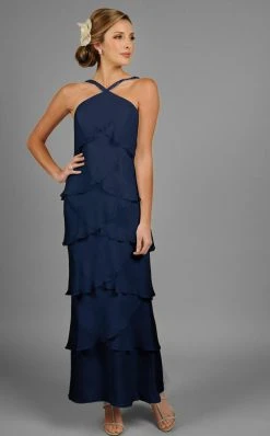 Alexander By Daymor - 3451 Embellished Halter Layered Sheath Evening Dress 25 Alexander By Daymor - 3451 Embellished Halter Layered Sheath Evening Dress
