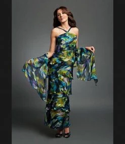 Alexander By Daymor - 3451 Ornate Strap Halter Layered Sheath Evening Dress