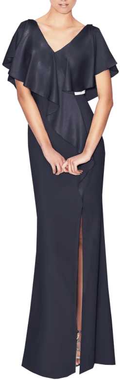 Alexander By Daymor - 559 Cape V-Neck Sheath Gown 11 Alexander By Daymor - 559 Cape V-Neck Sheath Gown